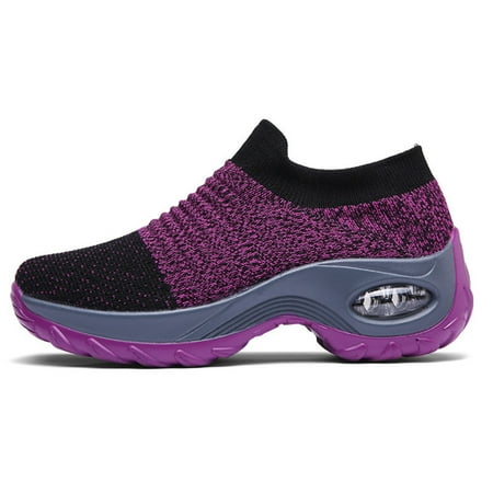 

Flexible Orthopedic Shoe Elegant Elastic Slip-on Flat Shoes for Women Mesh Upper Breathable Sneakers 36 Purple