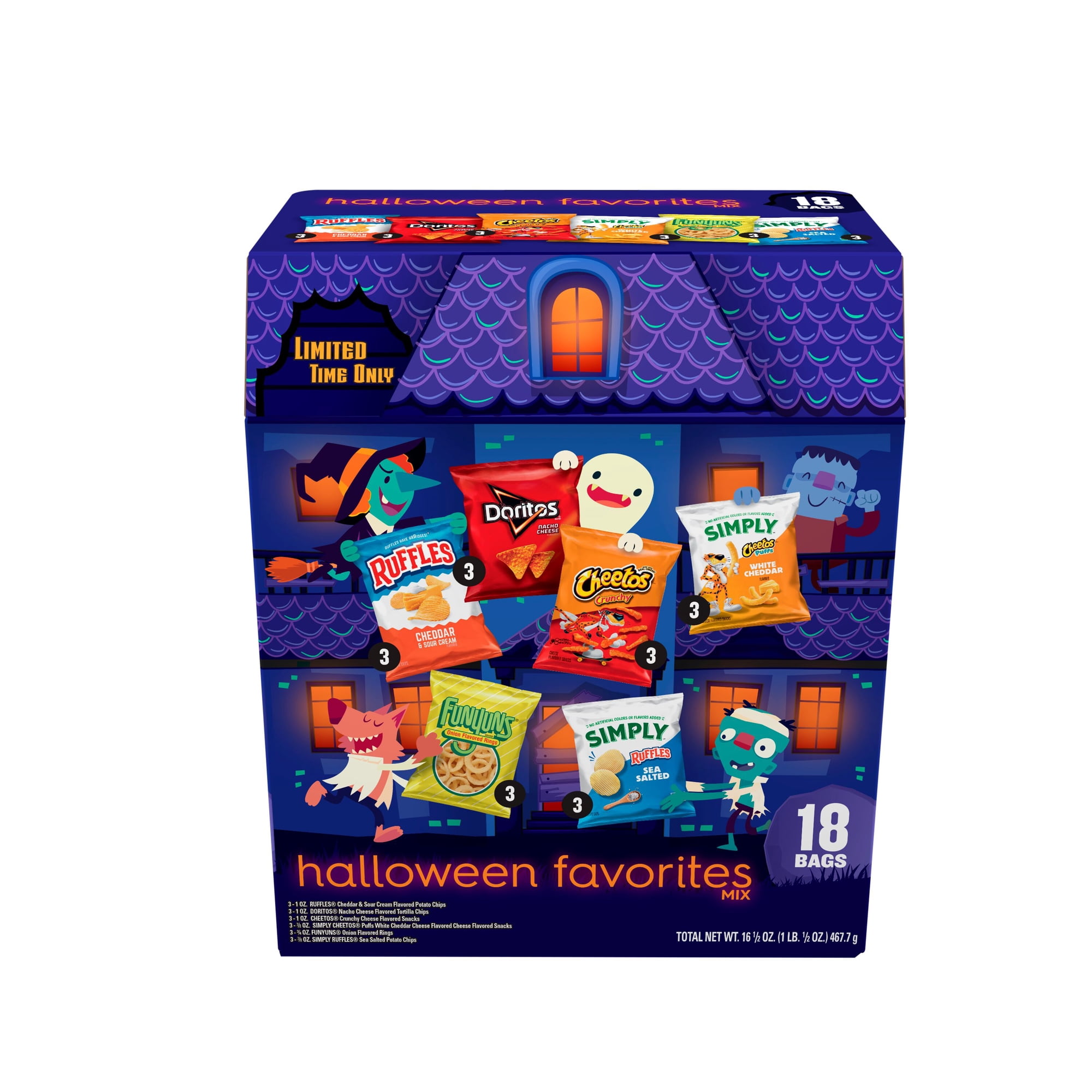 Frito Lay Variety Packs Halloween Favorites Mix Snack Chips Box, 18 pack