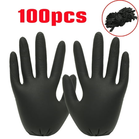 100Pcs S/M/L Black Latex Disposable Gloves Tattoo Piercing Mechanic