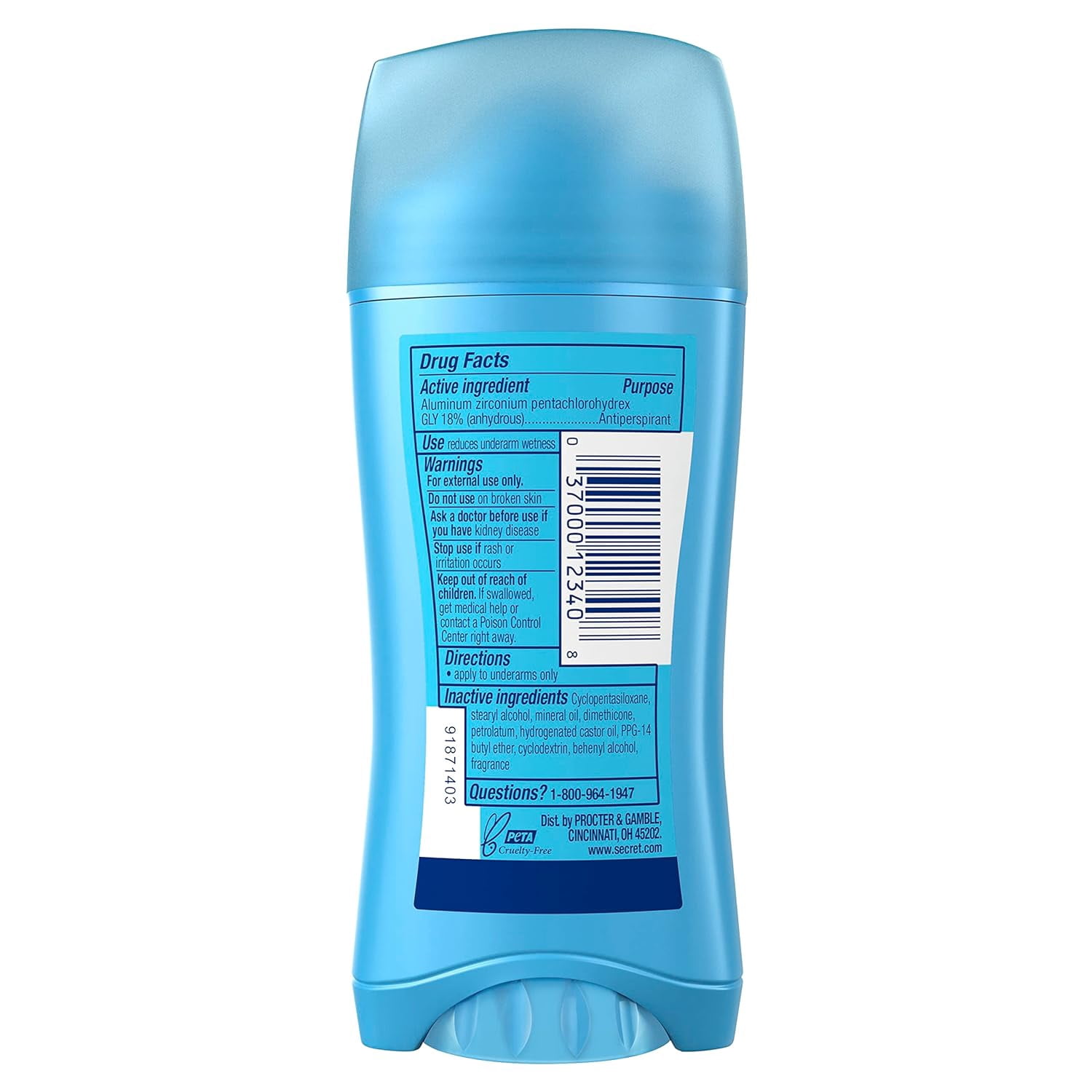 Secret Antiperspirant and Deodorant Women, Original Unscented Invisible Solid, pH Balanced, 2.6 Oz (Pack of 6)