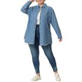 thumbnail image 3 of Plus Size Shirts for Women Chambray Top Button Down Denim Shirts Tops 2025 5X Light Blue, 3 of 7