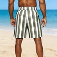 thumbnail image 4 of YgkuHd Men's Striped Casual Shorts Drawstring Elastic Waist Slant Pocket Loose Fit Summer Beach Vacation Shorts (S-XXL),Army Green_XXL, 4 of 6
