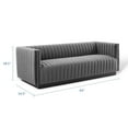 thumbnail image 3 of Modway Conjure Channel Tufted Velvet Sofa in Gray, 3 of 9