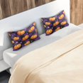 thumbnail image 7 of Satin Pillowcase Envelope Closure Pillow Cover Wrinkle-Resistant & Vibrant Print Purple Plaid and Pumpkins, 7 of 7