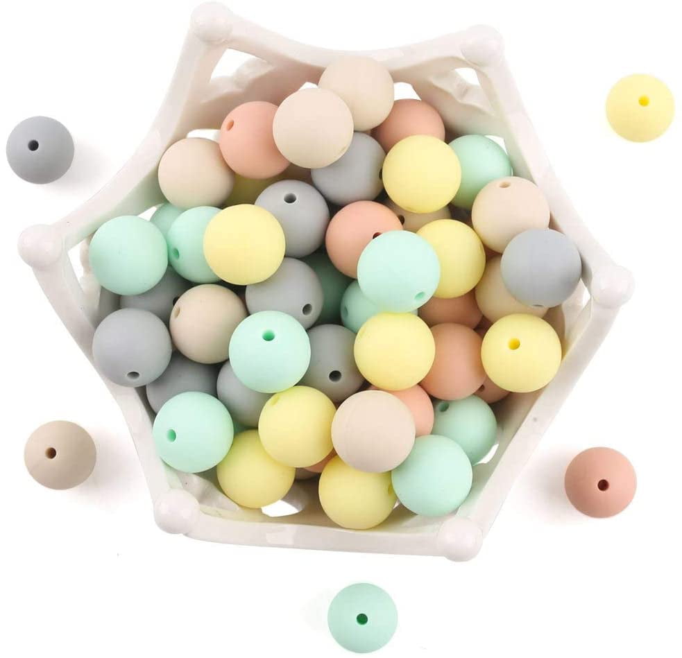 Baby Silicone Beads 15MM 50pcs BPA Free Food Grade Beads Mix-Color Series DIY Jewelry Chewable Nursing Necklace Accessories