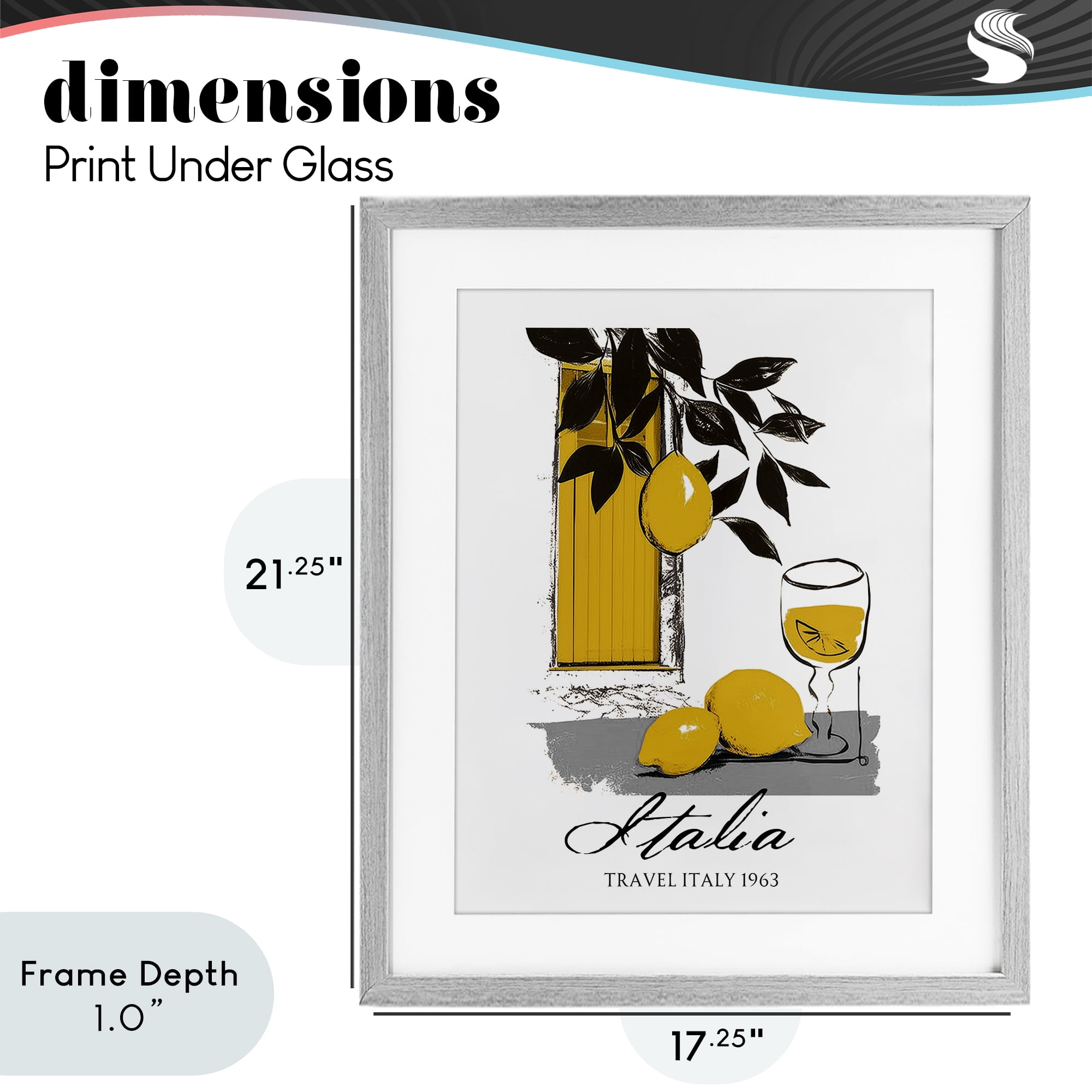 Stupell Industries Travel Italia Lemons Gray Framed Print Under Glass, design by Annabelle Hall