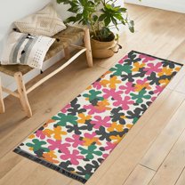 Yayeee Runner Rug for Bedroom 2'x6' Machine Washable Hallway Non Slip Mat, Pink Floral Blooms