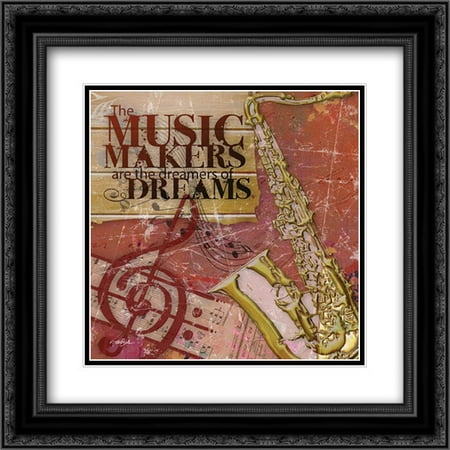 Music Makers 2x Matted 20x20 Black Ornate Framed Art Print by Stimson,