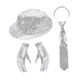 thumbnail image 3 of Sombrero de vaquero disco con guantes, tocado brillante, disfraz, lentejuelas, sombrero fedora para Estilo B, 3 of 9