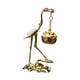 thumbnail image 2 of Porta incienso de metal con forma de grulla, diseño de loto, para colgar en la estufa, decorativo, elegante, hecho a mano. Blanco y dorado, 2 of 9