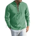 thumbnail image 1 of Medieval Style Men's Shirt Long Sleeve Casual Daily Wear Tunic Top With Drawstring Pure Color Soft Stretch Fabric For All Seasons, 1 of 6