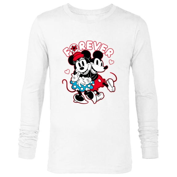 Disney Mickey Mouse Minnie Mouse Love Forever Valentine’s - Long Sleeve T-Shirt for Men - Customized-White