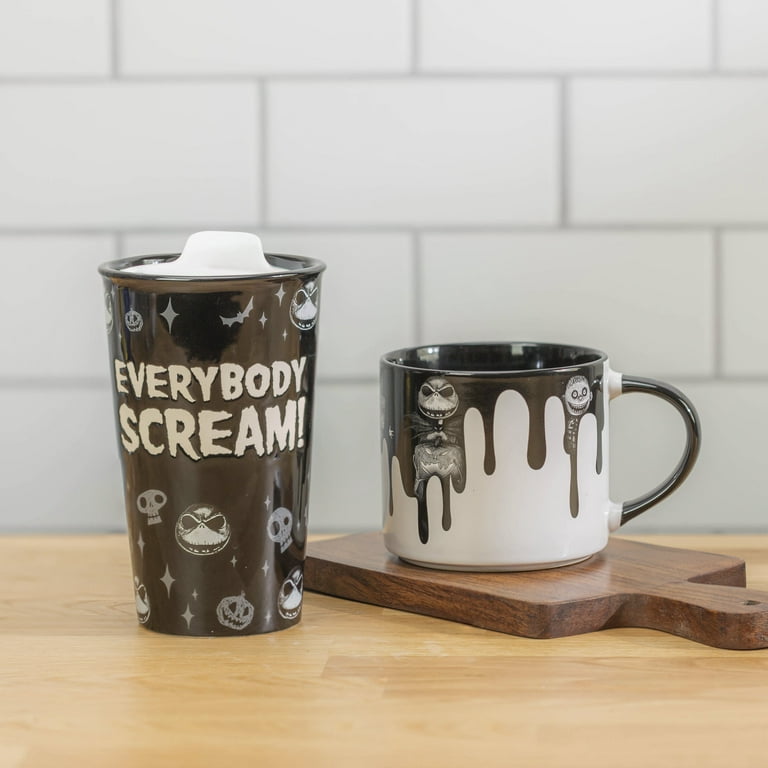 Zak Designs 2 Pack Nightmare Before Christmas 15oz Modern Mug and Java Twist Travel Mug with Lid, Ceramic, Gift, Size: 6.69 inch x 5.12 inch x 7.8