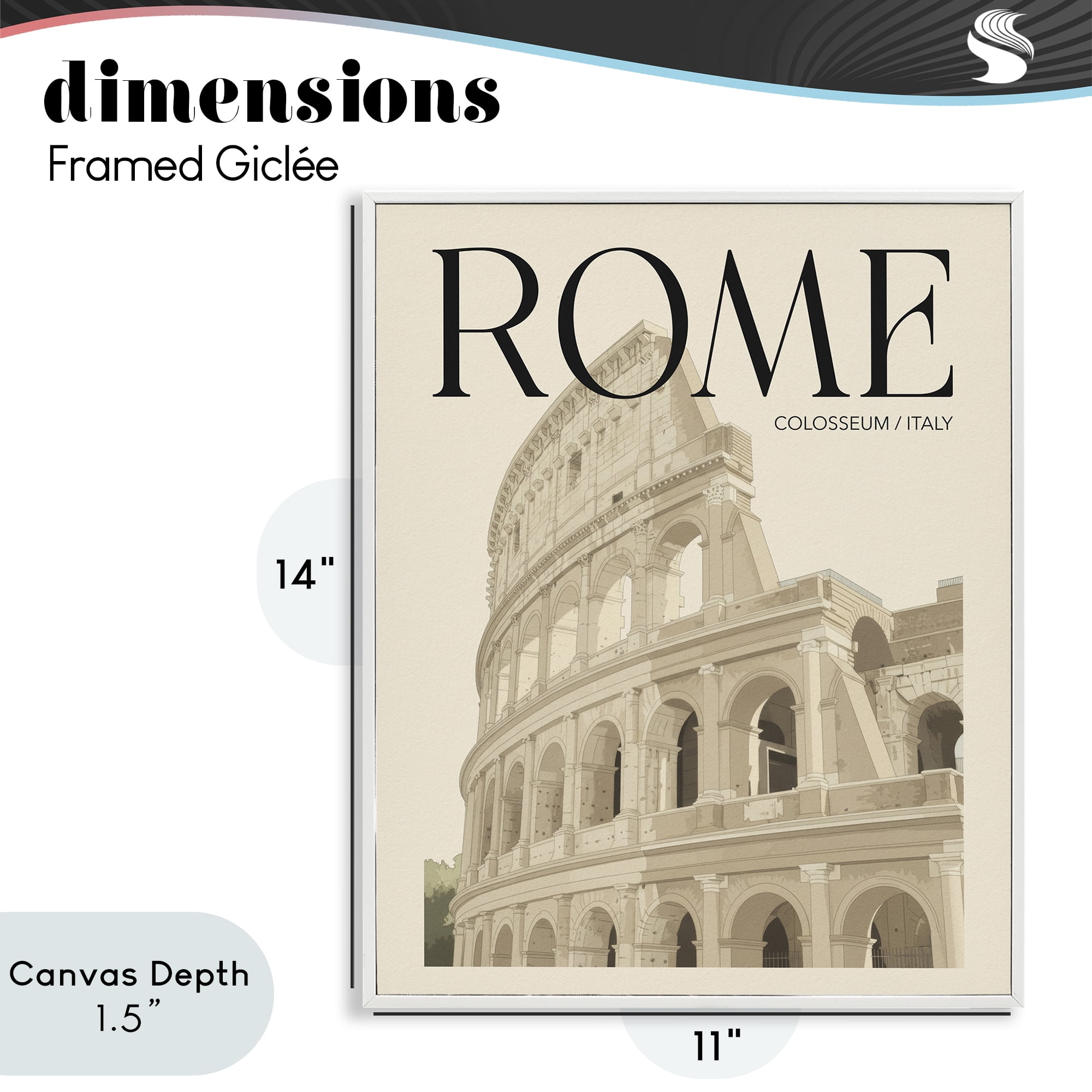 Stupell Industries Vintage Rome Colosseum White Framed Giclee Art, design by Andreas Magnusson