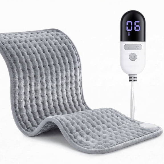 Maxkare 12 x 24 Heating Pad with 4 Heat Settings & Auto Shut-off, for Back Neck Shoulders Stress & Cramps Relief, Gray