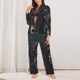 thumbnail image 6 of Salouo Stylish Avian Gathering Pattern Women's Pajamas Set Long Sleeve Button Down Sleepwear Soft Pj Lounge Sets for women 2 Piece Pjs Set with Long Pants -Medium, 6 of 8