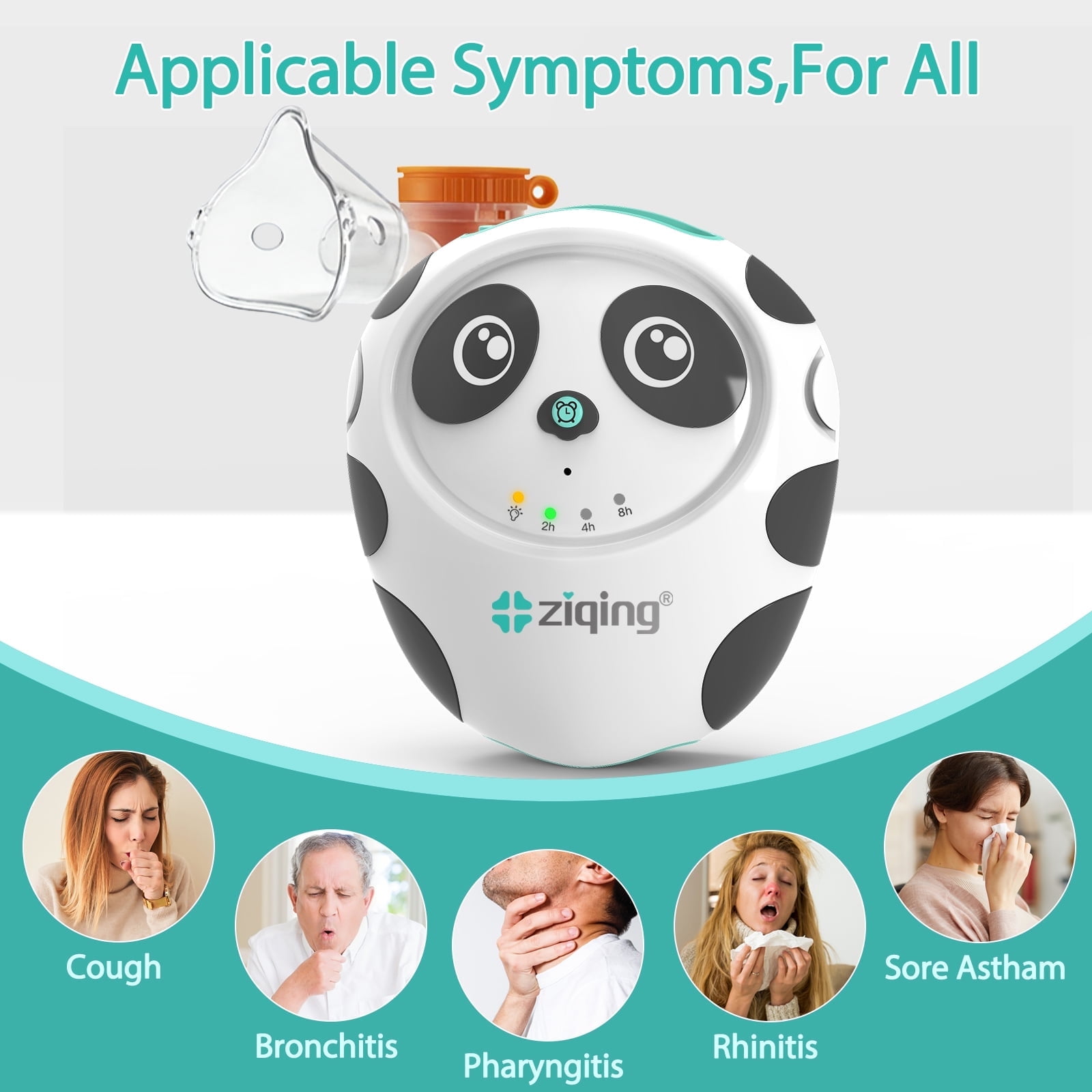 Cute Panda Mist Maker, Ultrasonic Humidifier for Bedroom, Office & Travel, Quiet, Auto Shut-Off