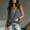 Blue, variant on Women's Casual Solid Color V-Neck Tie-Strap Sleeveless Top – Fashionable for Vacation & Home Daily Wear Black，M