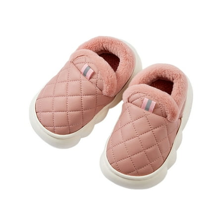 

Harsuny Girls Warm Slippers Low Top Fuzzy Slipper Plush Lining Bootie Winter Non-slip Lightweight House Shoes Dimond Shoe Dark Pink 13C