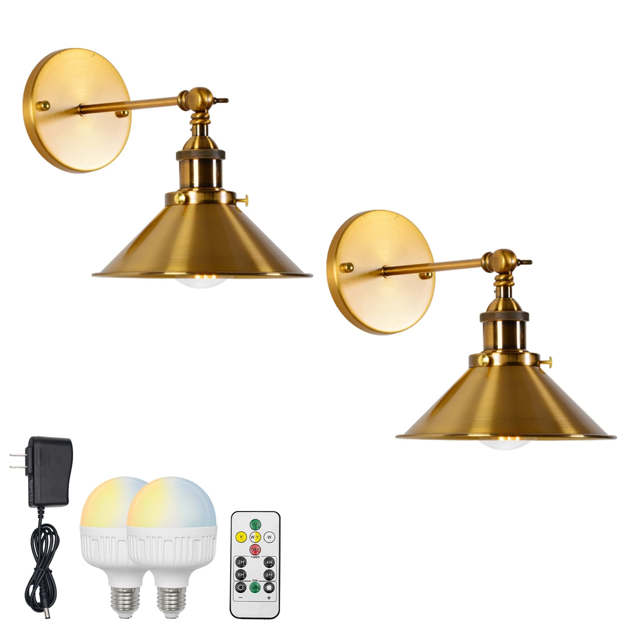 FSLiving Battery Opertaed Wall Sconce Wireless Remote Control Lamp