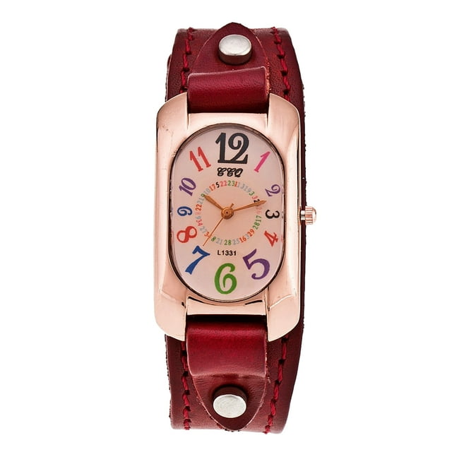 fastboy Winered Elegant Fashionable Quartz Watch With Adjustable Leather Strap Gift Option Adjustable Strap Winered 1Set