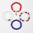 thumbnail image 3 of USA American Flag 4PCS Bracelet Set For Women Mens Red Blue White Beads Stretch Bracelet Set Patriotic 4th Of July Independence Day Gift, 3 of 3