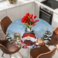 thumbnail image 2 of Christmas Table Cloth, Round Fitted Tablecloths with Elastic Edge, Gnomes Cat Squirrel Xmas Pine Tree Winter Snow Wipeable Waterproof Table Cover for Kitchen Wedding 36-44 Inches, 2 of 4
