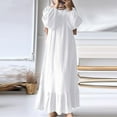 thumbnail image 4 of Sakmal Modest Summer Dresses for Women White Church Shift Maxi Dress Long Sleeve Puff Dresses for Women, 4 of 5