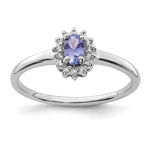 Auriga 925 Sterling Silver Tanzanite and Diamond Engagement Ring Size 8 for Women