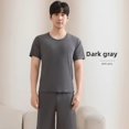 thumbnail image 1 of Conjunto de ropa de dormir de seda de hielo para hombre, ropa holgada informal fina de manga corta para el hogar, camisón ligero y cómodo de verano para parejas, 1 of 5