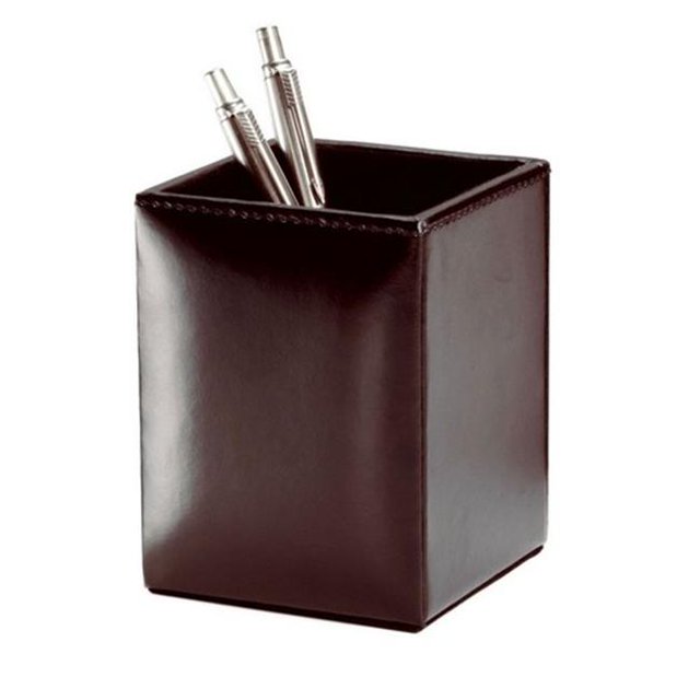 Dacasso Dark Brown Bonded Leather Pencil Cup