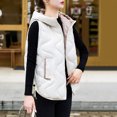 thumbnail image 4 of QUYUON Women Quilted Puffer Vest - Women's Winter Sleeveless Stand Collar Down Vests Padded Gilet Lightweight Full Zip up Jackets Pockets Thicken Warm Padded Coat Outerwear White L, 4 of 4