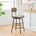 thumbnail image 3 of CHITA Swivel Counter Height Bar Stools with Back Set of 2, 27'' Seat Height, Metal & Wood Frame, Sand Gray, 3 of 10
