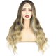 thumbnail image 2 of Peluca sintética Postizos Pelucas rubias claras de Balayage marrón largo y rizado de 24 pulgadas, 2 of 5