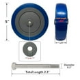 thumbnail image 6 of Shopping Cart Wheel, 5" Diameter X 1-1/4" Width Polyurethane Wheel, 5/16" Axle Diameter, 5 Inch Caster Wheel Replacement, Blue(10 Pack), 6 of 7