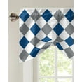 thumbnail image 2 of Rhombus Check Texture Blue Gray Window Curtain Kitchen Cabinet Coffee Tie-Up Valance Curtain Rod Pocket Short Curtain, 2 of 6