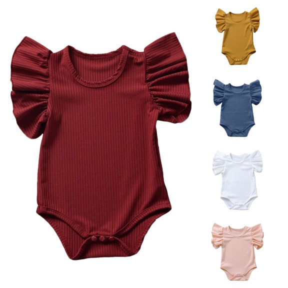 TinyBloomm Girls Ballet Outfit Baby Boys Girls Solid Ruffle Romper Bodysuit Clothes Outfits, Size 18-24 Months