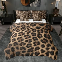 Homewish Fashion Leopard Print Twin Bedding Sets 7-Piece for Men, Cheetah Animal Bedding Comforter Set, Chic Brown Polkadots Reversible Sheet Sets, Super Cozy Room Decor