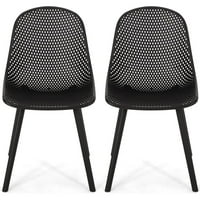 Set of 2 Noble House Emmitt Outdoor Modern Dining Chair