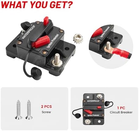 80Amp Circuit Breaker for Boat Trolling Motor Marine ATV Vehicles Stereo Audio Electronic Battery System Inline Fuse Manual Reset Switch Waterproof 80A Fuse DC 12V-48V