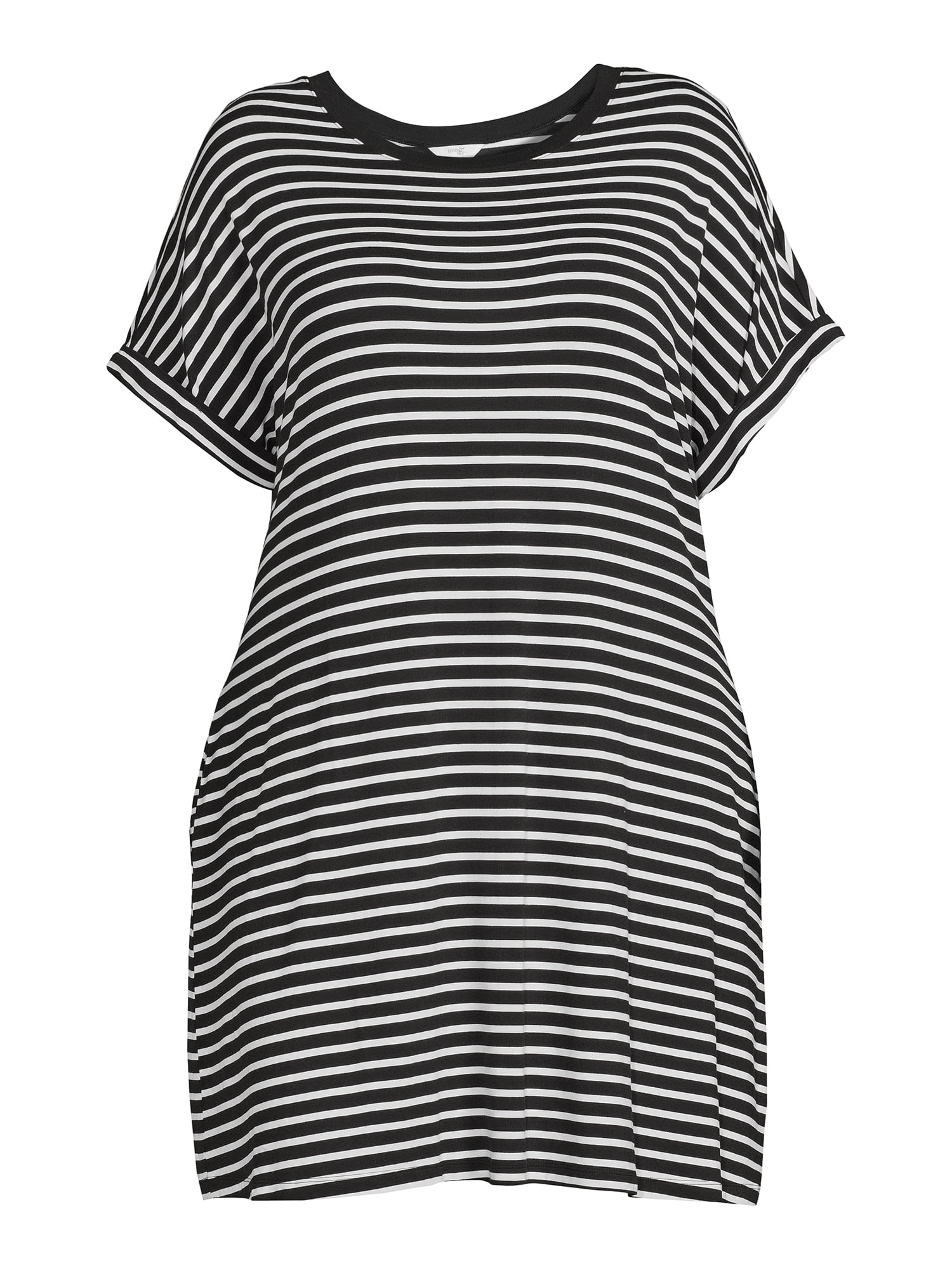Terra & Sky Women's Plus Size Roll Cuff T-Shirt Dress