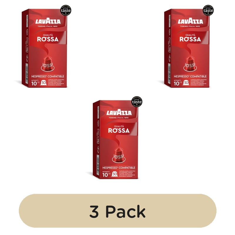 Lavazza Qualita Rossa Nespresso Compatible Capsules, 30 pods per pack, British Import (Pack of 3)