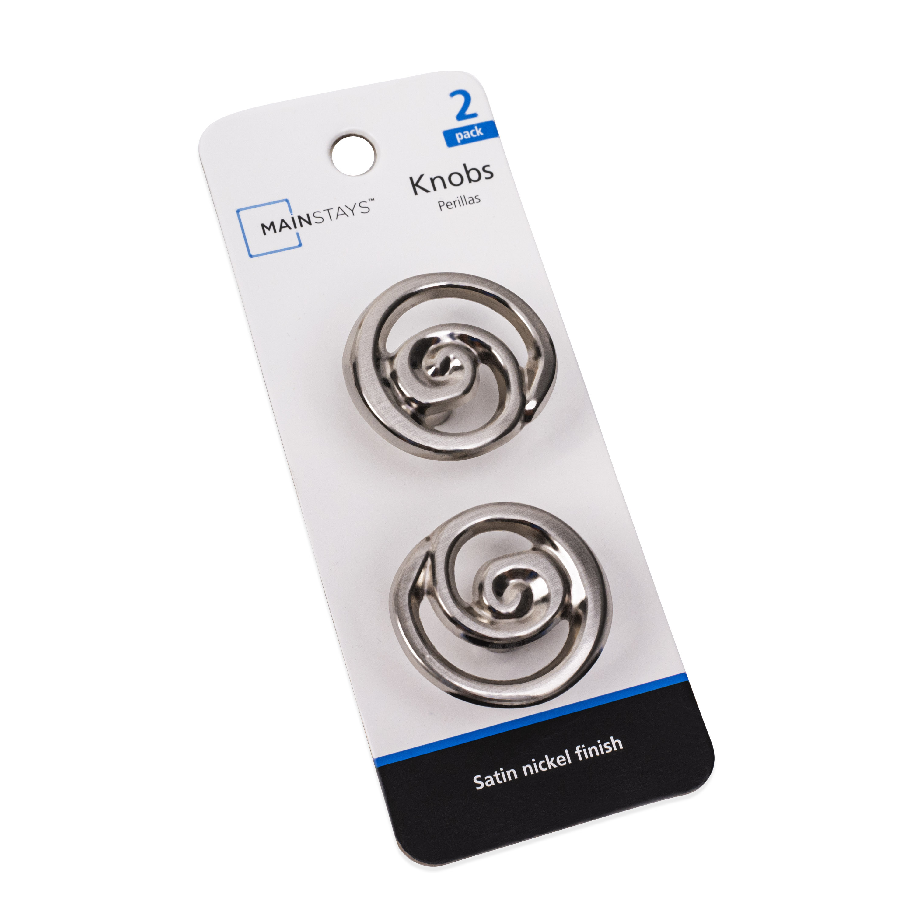 (2 pack) Mainstays 1-1/3" (34mm) (2oz) Swirl Cabinet Knob, Satin Nickel, 2 Pack