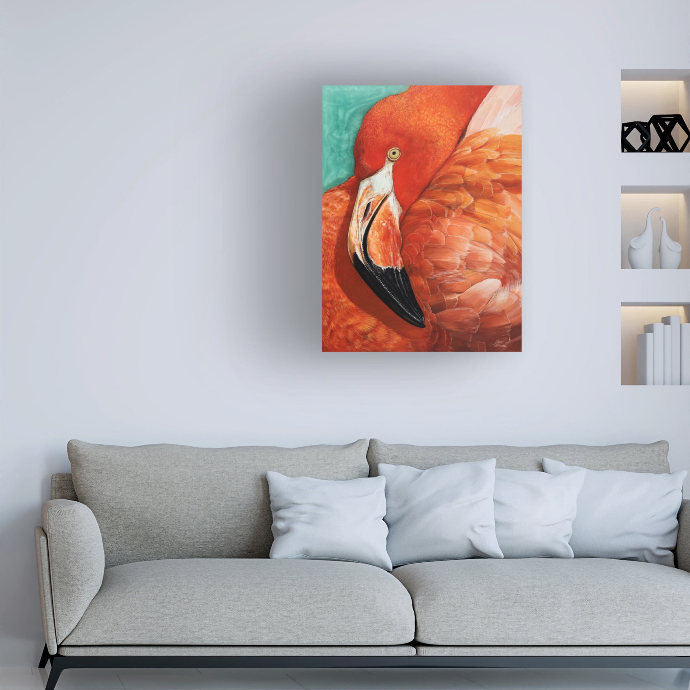 Canvas Wall Art - Jim Brune 'Graceful Pink Flamingo' Wall Art for Living Room, Bedroom, or Office Décor by Trademark Fine Art - 24 x 32 Inches