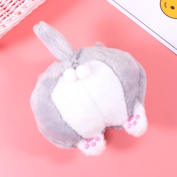 FRCOLOR White Plush Crossbody Bag with Funny Cat Butt Design for Women Great Gift Idea and Daily Use 10.5 Inches