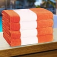 thumbnail image 3 of Superior Cabana Striped 4-Piece Oversized Cotton Beach Towel Set, Orange, 3 of 8