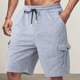 thumbnail image 5 of FUZHIQ Shorts Men Solid Color Drawstring Elastic Waist Leisure Shorts Loose Walking Summer Shorts Knee Length Cargo Pants,XXL, 5 of 8