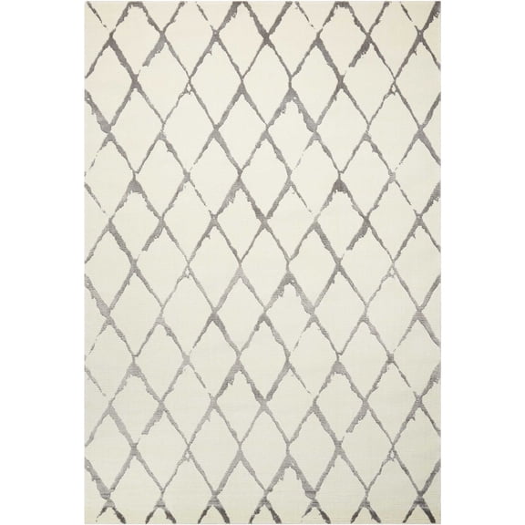 Nourison Twilight Ivory/Grey Area Rug TWI15 5'6" x 8'