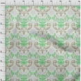 thumbnail image 4 of oneOone Viscose Jersey Sea Green Fabric Asian Block Floral Sewing Material Print Fabric By The Yard 60 Inch Wide, 4 of 4