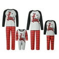 thumbnail image 1 of Matching Family Christmas Pajamas, Long Sleeve Letter Elk Raglan Tops + Plaid Pants Set Family Matching Pajamas Set, 1 of 10